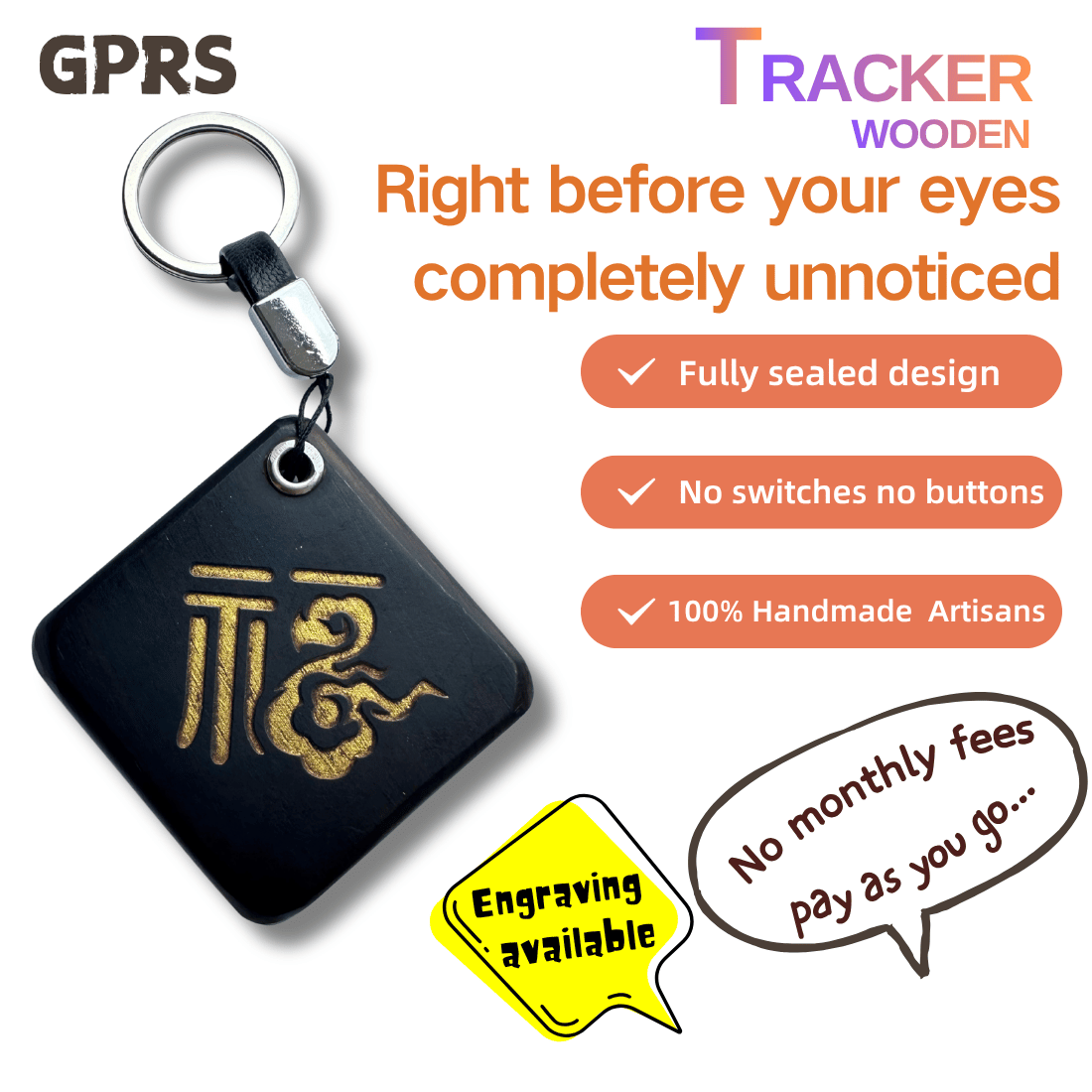 GPS Tracker Ebony Wood - 图片 2